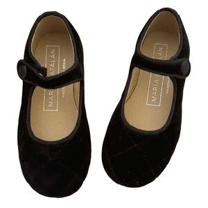 MARIA CATALAN Black Velvet Merceditas Mary Jane Shoes Diamond Cut Made in Spain